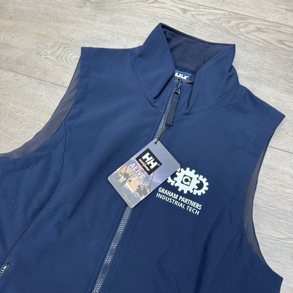 NWT Helly Hansen Navy‎ Blue Softshell Vest Womens Sz L Company Logo